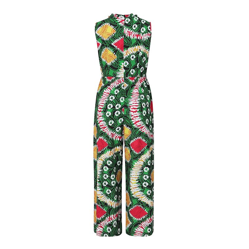 Plus Size Women Short Sleeve Print Casual Loose Long Jumpsuits Rompers