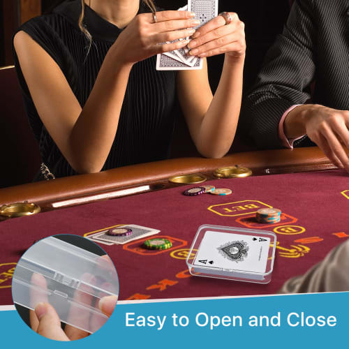 Elesunory Plastic Playing Card Box, Snap-Closed Poker Game Deck Holder, Holds 16 Standard Size Card Games