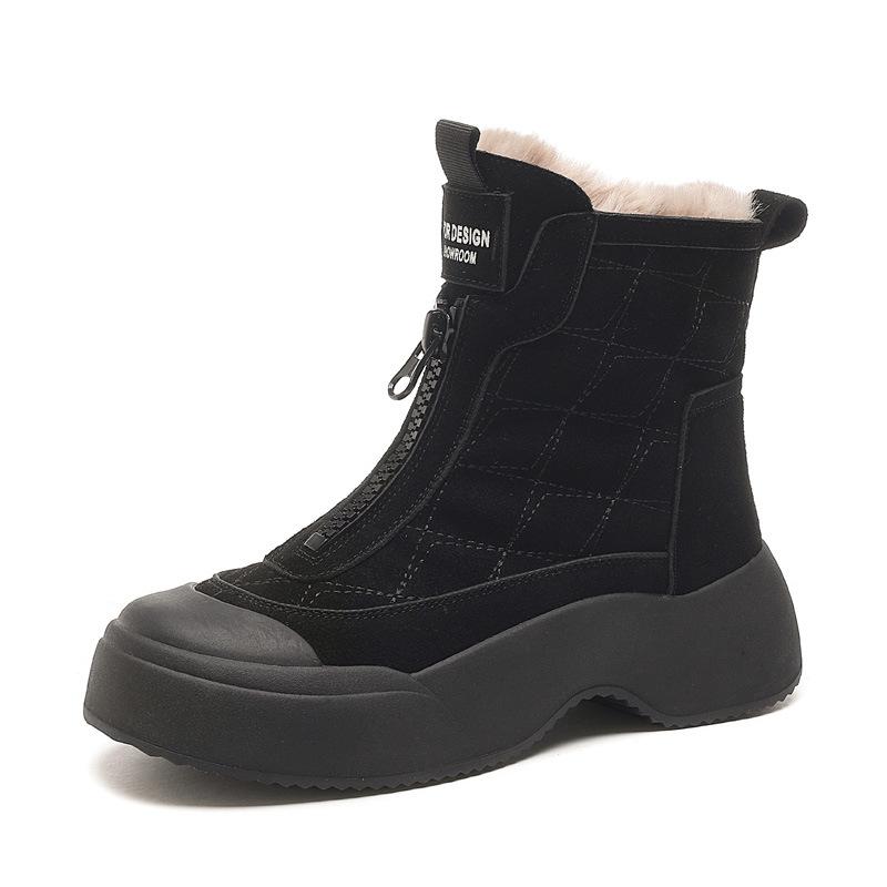 Snow boots women's new winter high-top velvet thickened large cotton shoes warm outer wear non-slip boots one piece 2025