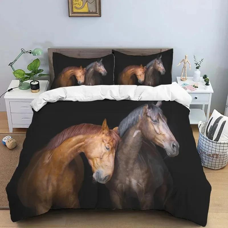 Luxury New 3D Print Horses Hd Print Bedding Set Double BedChildrenS Bed Duvet Covers Pillowcases Bedding Set Teens Bedding Set