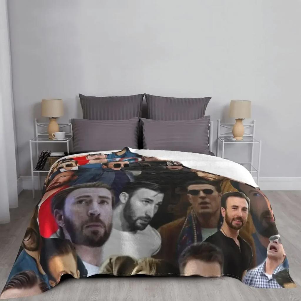 Chris Evans Blanket Fleece Flannel Summer Breathable Super Warm Ultra-Soft Chris Evans Throw Blankets For Bed Bedspread