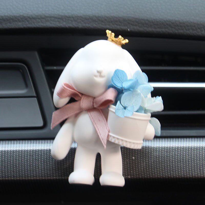 

Premium Car Accessories: Car Air Freshener Stone for Air Vent, N Cute Bunny in a Bucket Car Fragrance White+Orchid