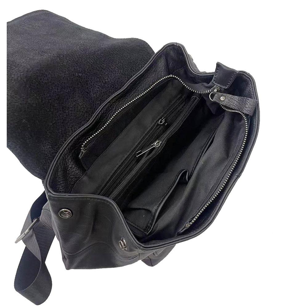 Leather Backpack Women'S Bag Black First-Layer Cowhide Backpack