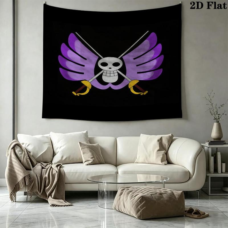 One Piece Logo Wall Tapestry Aesthetic Wall Hanging Printed Fabric Blanket Decorative Tapestries For Bedroom Living Room Home Decor