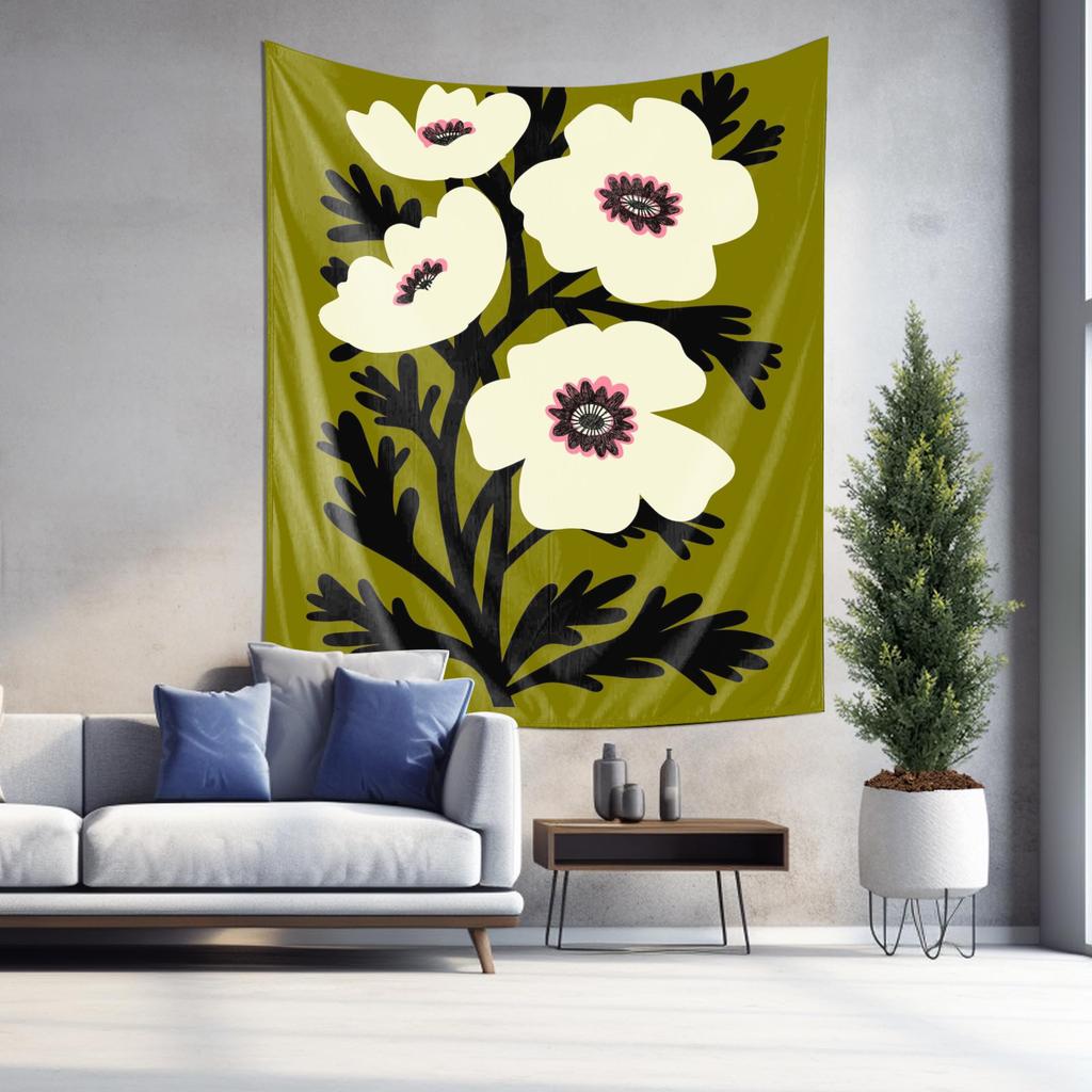 Modern Floral Tapestry Bedroom Living Room Wall Art Decor Fabric Hanging