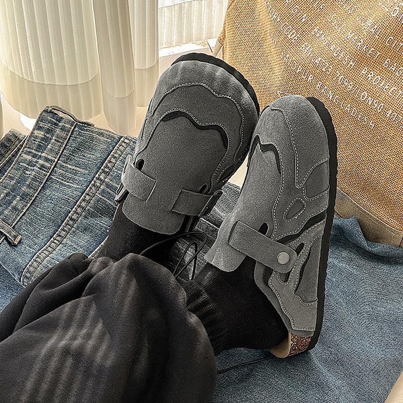 Cork Mules Slippers Men Women Close Toe Slippers Home Shoes Clogs Vintage Muller Slippers Arch Support