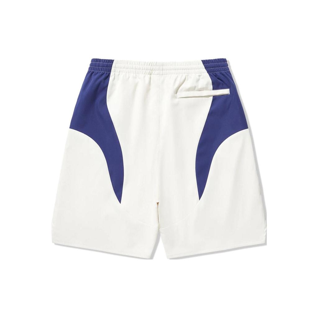 Li Ning Color Block Mid Rise Straight Loose Sports Shorts Men Shorts Off-White Shadow-Purple Blue AKSU165-2