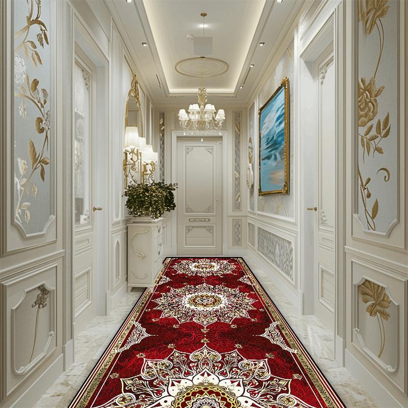 European Luxury Corridor Runner Carpet Bedroom Entry Channel Non-slip Long Rugs Hotel Lobby Decoration Stairway Hallway Soft Mat