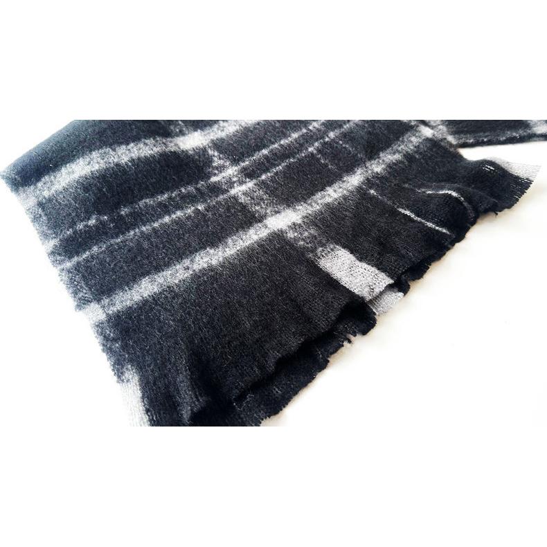 Men's Women's Warm Scarf Autumn Winter Black Plaid Scarf Shawl