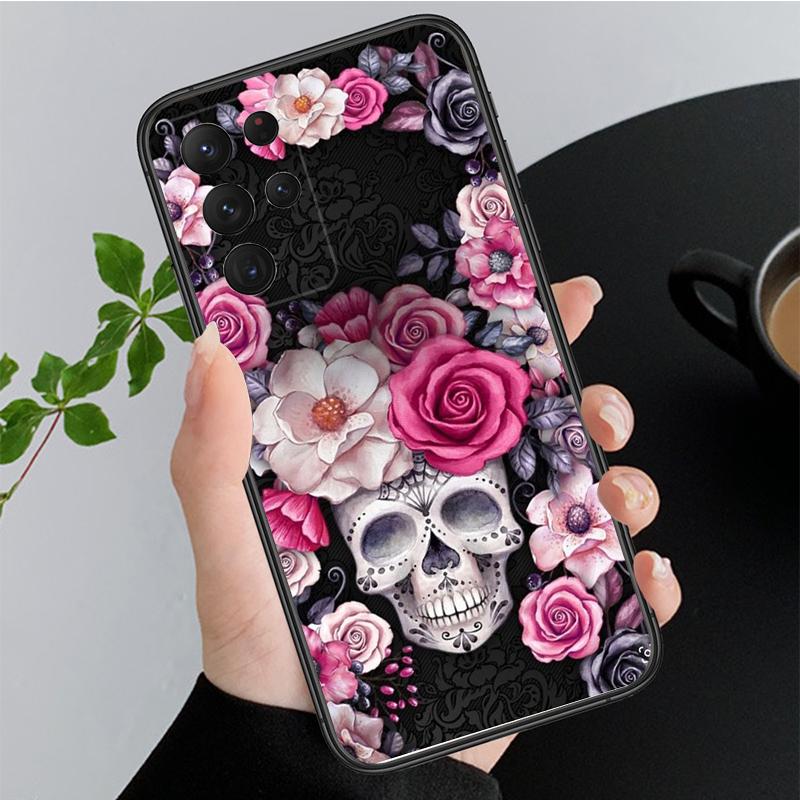 Phone Case for Samsung Galaxy A35 A55 A54 A15 A25 A05s A05 A22 A24 A52 A33 A34 M34 M14 M54 M23 Skull Rose Butterfly Case Funda