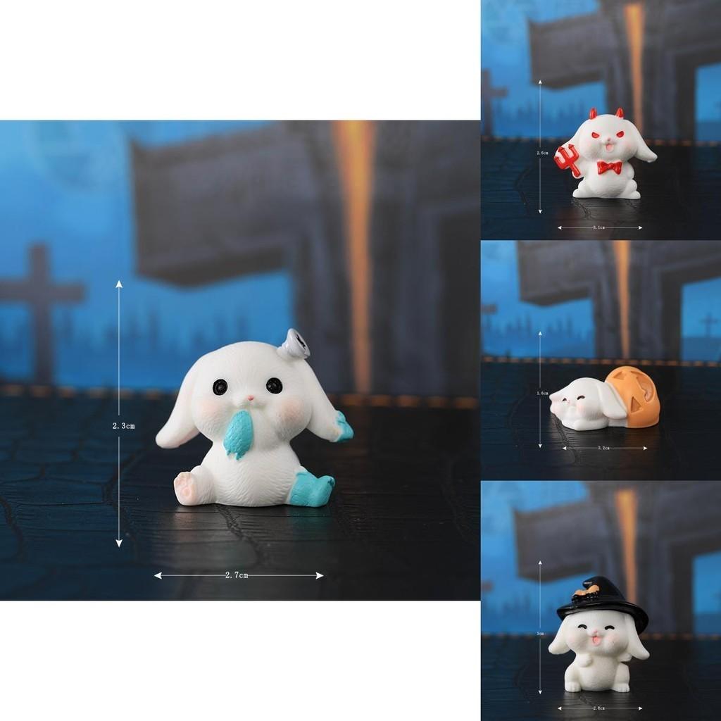 Entzückende Halloween-Miniaturdekorationen aus Harz, niedliche Cartoon-Hasenfiguren für Sukkulenten