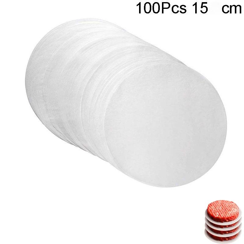 100Pcs 10cm Hamburger Patty Paper - Wax Papers to Separate Frozen Pressed Patties - 100 Burger for Burger Patty Paper