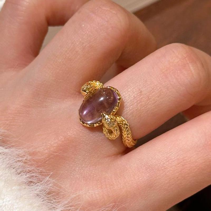 Xiaohongshu Women s Nine Purple Fire Spirit Snake Ring - Zodiac Snake Design with Nine Layer Shadow Adjustable