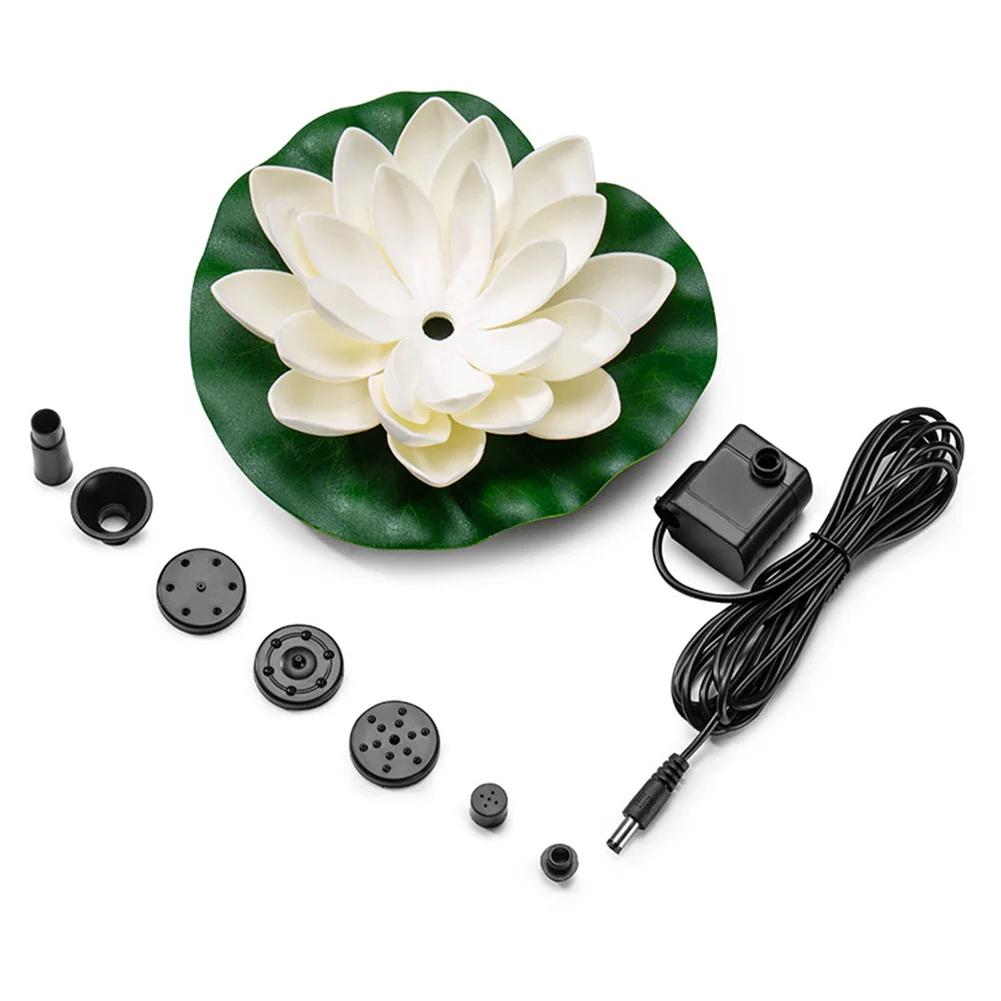 Lotus Shape Floating Garden Fountain Life Up To 20000 Hours Solar Powered Fountain Pump Water Lily Ornaments for Decore Garden