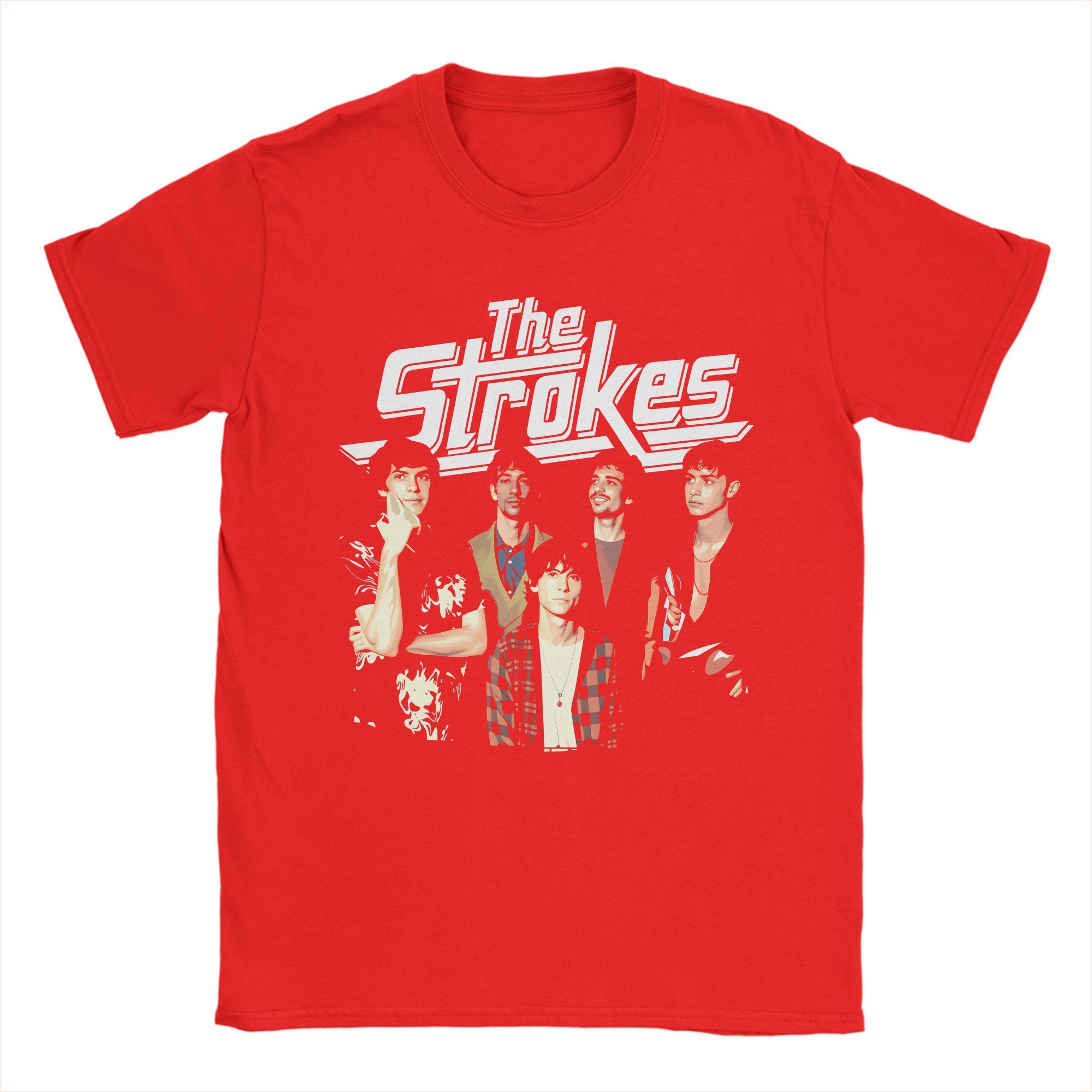 

Streetwear TShirt Summer The Strokes Band Novelty T Shirts Cotton Tee Shirt for Couple Awesome Plus Size Short Sleeve Tees S