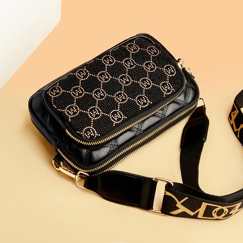 Multi-layer Women's Bags, New Fashionable Alligator Pattern Glossy Shoulder Bags, Large-capacity Bright Diamond Mobile Phone Bags.