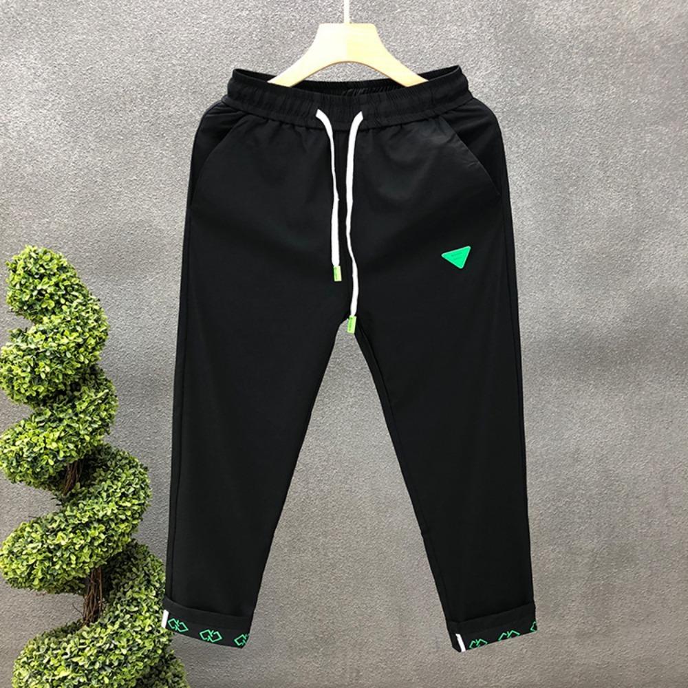 High End Men's Casual Pants for Spring and Autumn Popular Internet Celebrity and Handsome Cropped Pants for Men in Summer White