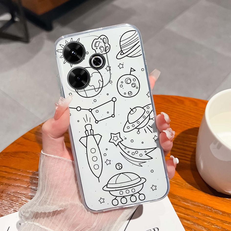 Populární pouzdro s graffiti motýlem pro Xiaomi Redmi 13 13C 14C A3 Note 13 Pro K70E K60 Ultra Nový kryt Měkký silikonový Ochrana proti pádu Průhledné pouzdra na telefon pro Redmi
