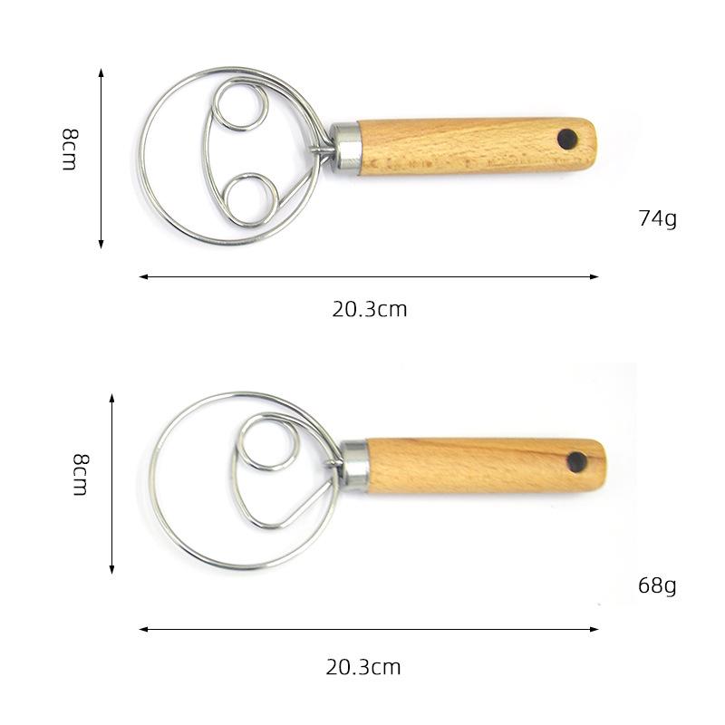 Stainless Steel & Wood Dough Whisk Mixer for Kneading