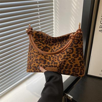 Modetrend Wildleder Tasche Damen Neue beliebte Leopardenmuster Tragetasche Große Kapazität Umhängetasche