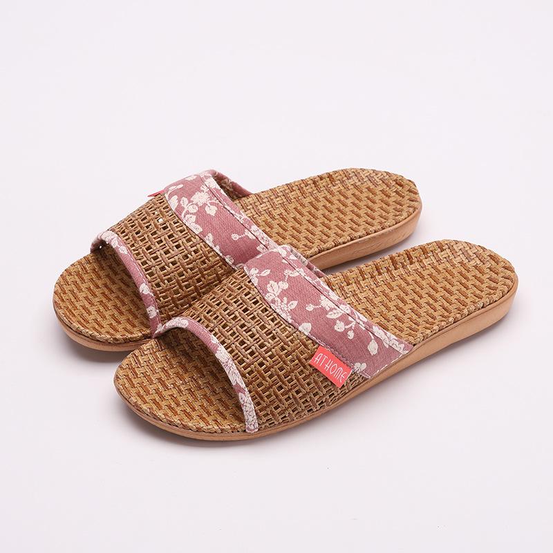 

Летние модные женские тапочки из соломенной циновки и льна 40 темно-фиолетового