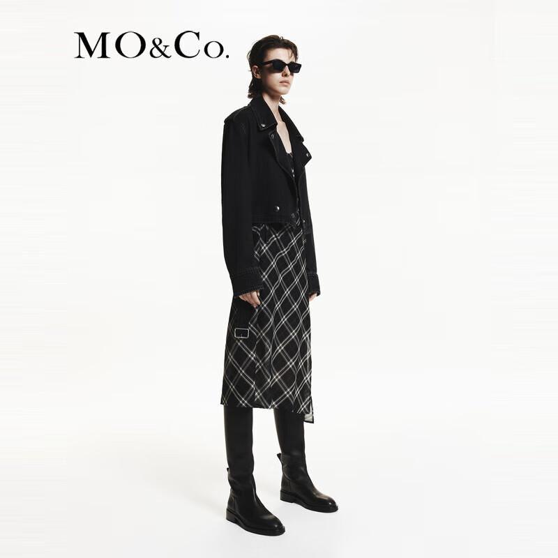 

MO&Co. Женская джинсовая куртка с лацканами и поясом M