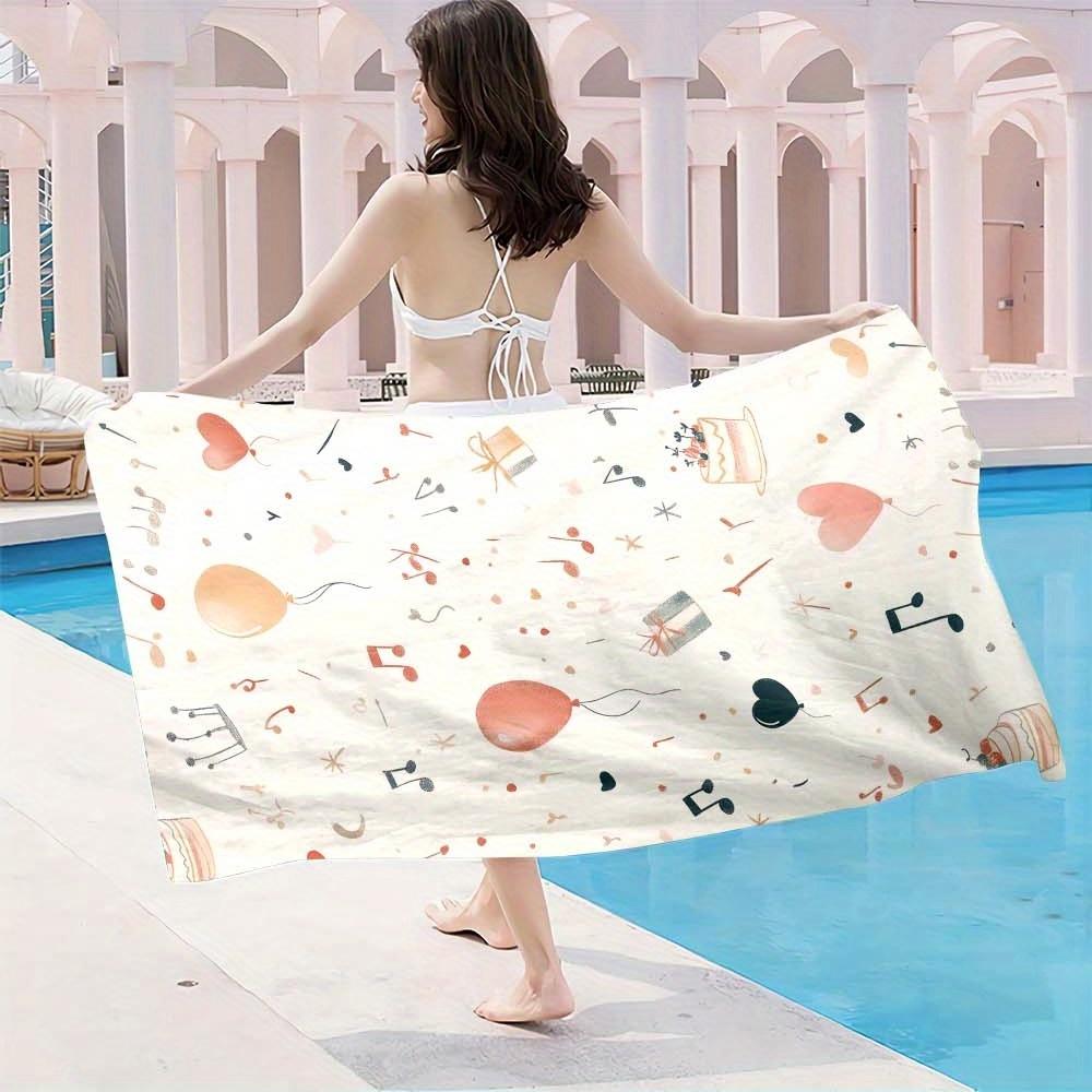1pc Large Microfiber Beach Towel with Birthday Party Design Lightweight,Quick-Dry,Sandproof Yoga Sports Blanket,Travel Swimming