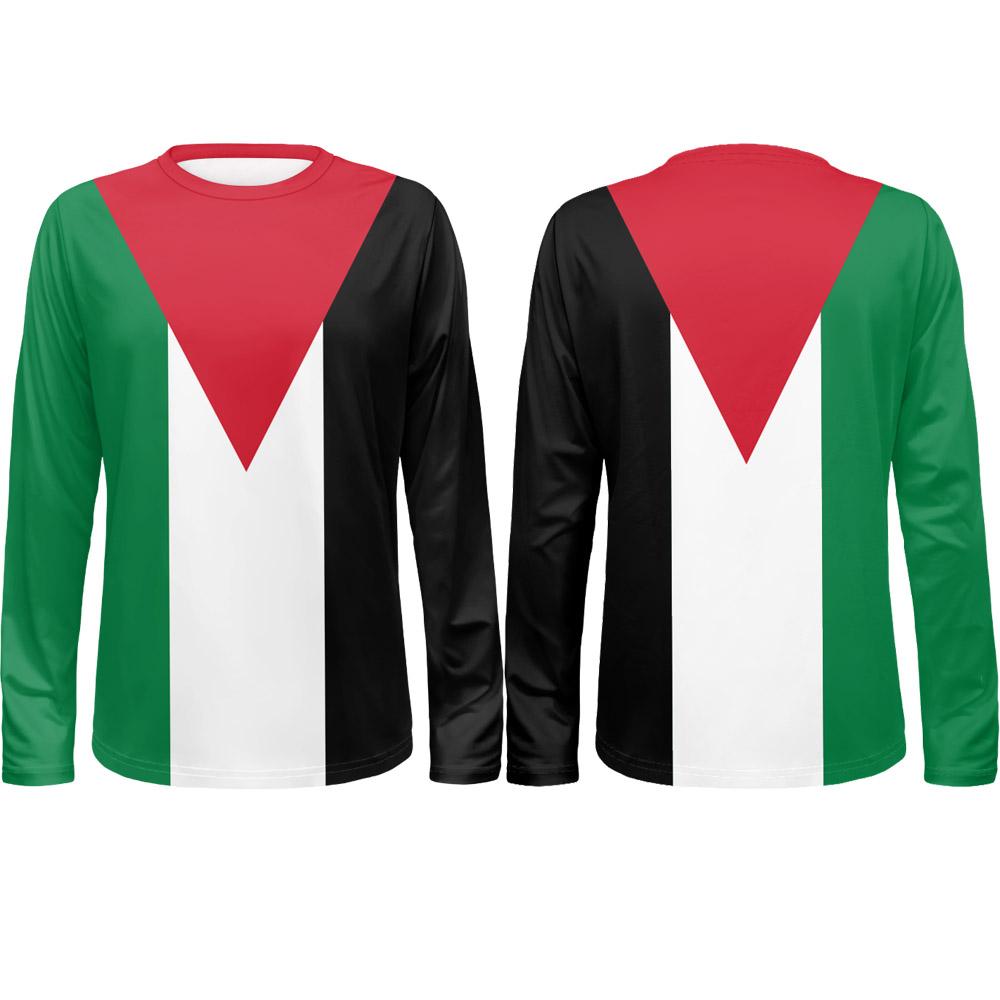 

Весенне-осенние футболки с круглым вырезом и 3D-принтом флага Палестины, модные повседневные мужские футболки с длинным рукавом 5XL