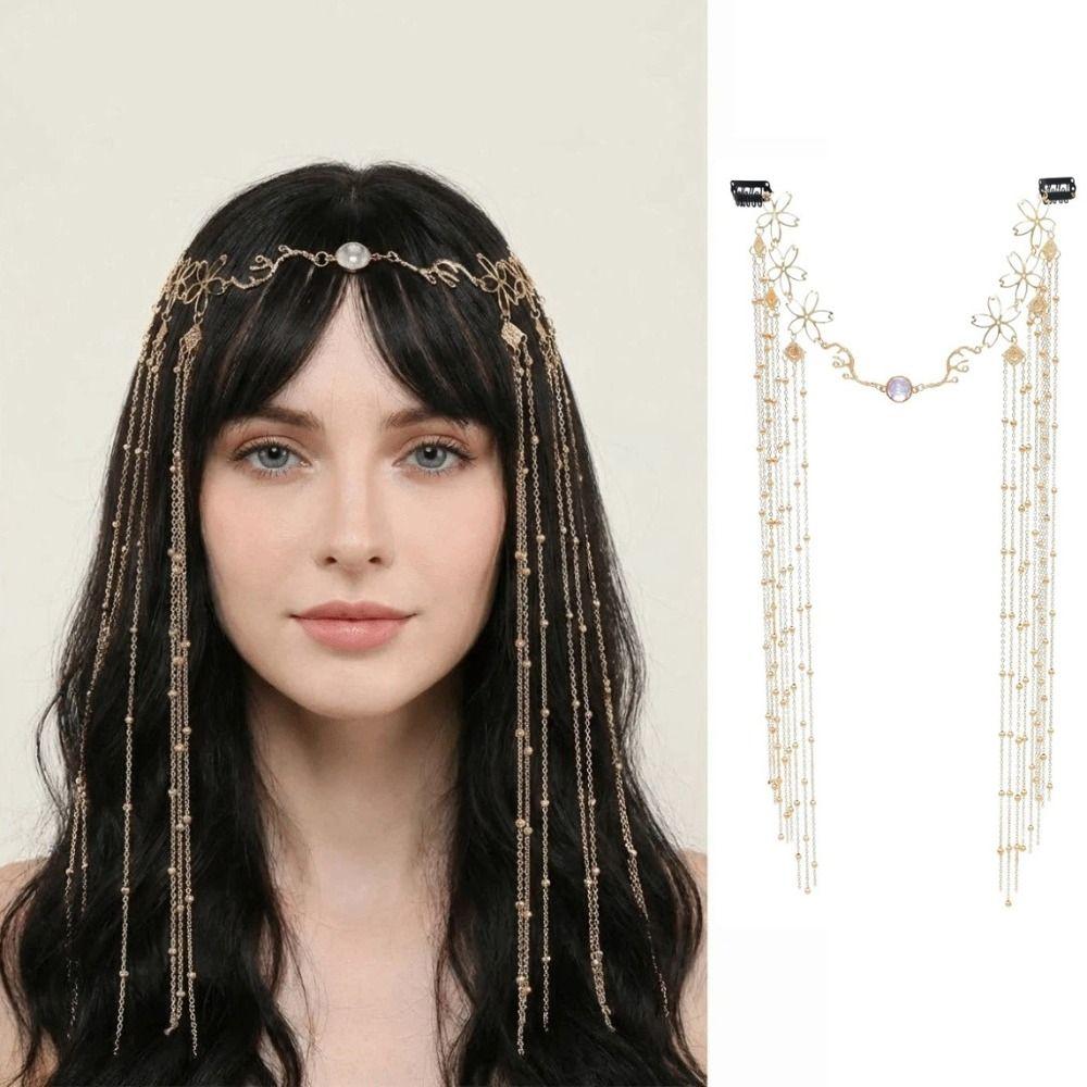 Long Tassel Rhinestone Head Chain Shiny Tassel Hair Accessories  Women's Hair Jewelry