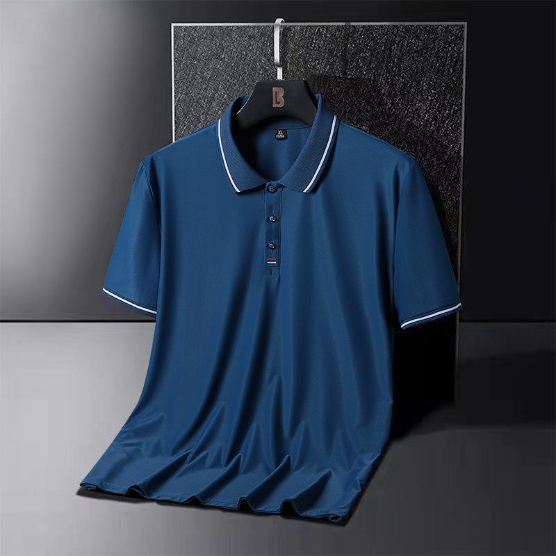 Polo Estiva in Seta Ghiaccio da Uomo Taglie Forti Polo a Maniche Corte T-shirt Mezza Manica per Uomo di Mezza Età