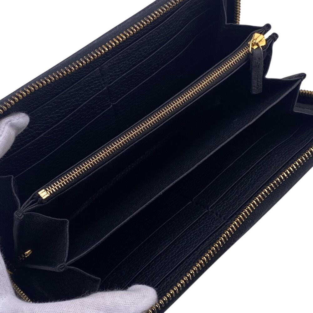 GUCCI 658691 Zip Around leather Purse black leather unisex Used