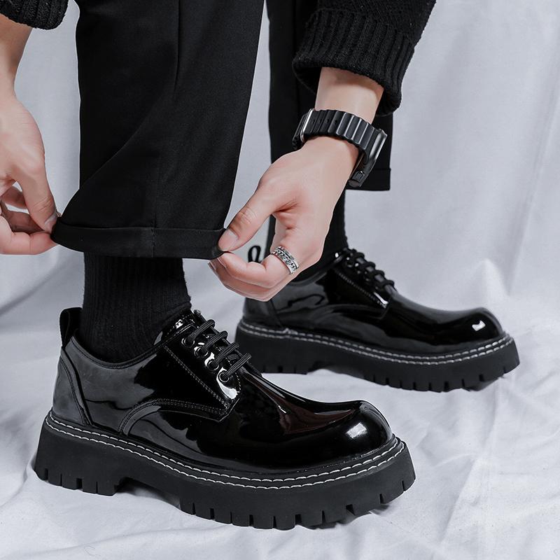 Fashion Platform Mens Luxury Casual Patent Leather High-quality Leisure Tooling Shoes Comfortable Inside Handmade Trend Fashion Shoes