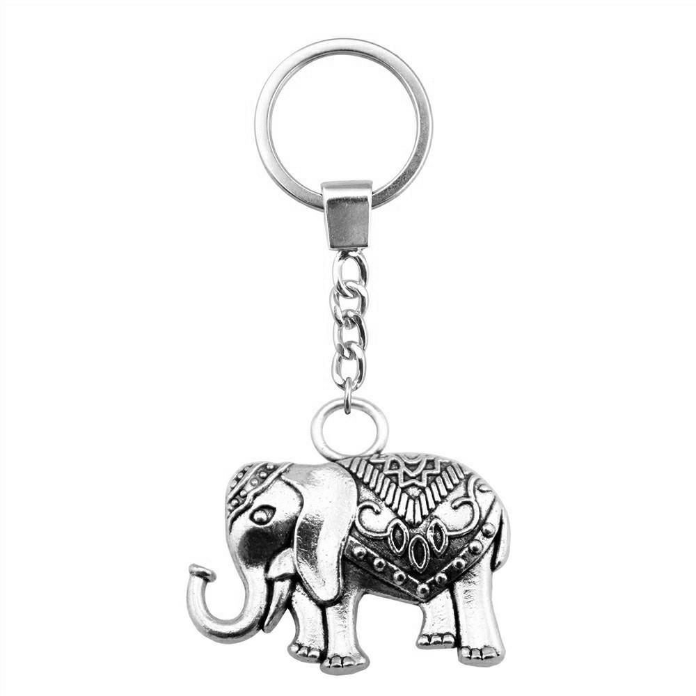 Pendentifs Porte-clés Éléphant Amoureux des Animaux Bijoux en Métal Artisanat Anneau 30mm