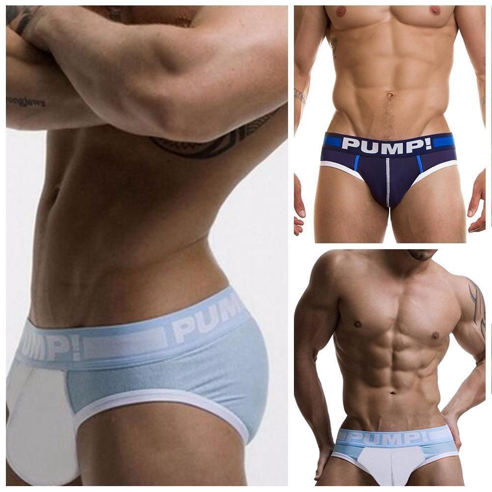 Pump! Men's Low Waist Sexy Triangle Underwear U Convex Hip-lifting Cotton Breathable Knickers