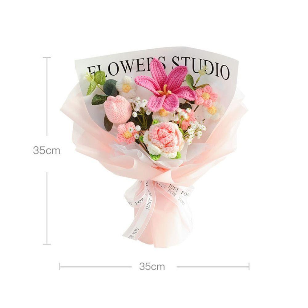 New Cotton Crochet Bouquet Sunflower Rose Woven Knitted Flower DIY Handmade Artificial Handmade Woven Bouquet Graduation Gifts