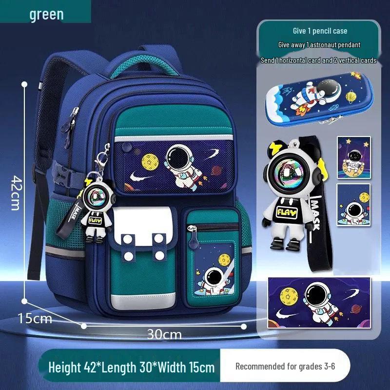 Astronaut Children's Ultralight Spine Protection School Backpack for Boys, Grades 1-6