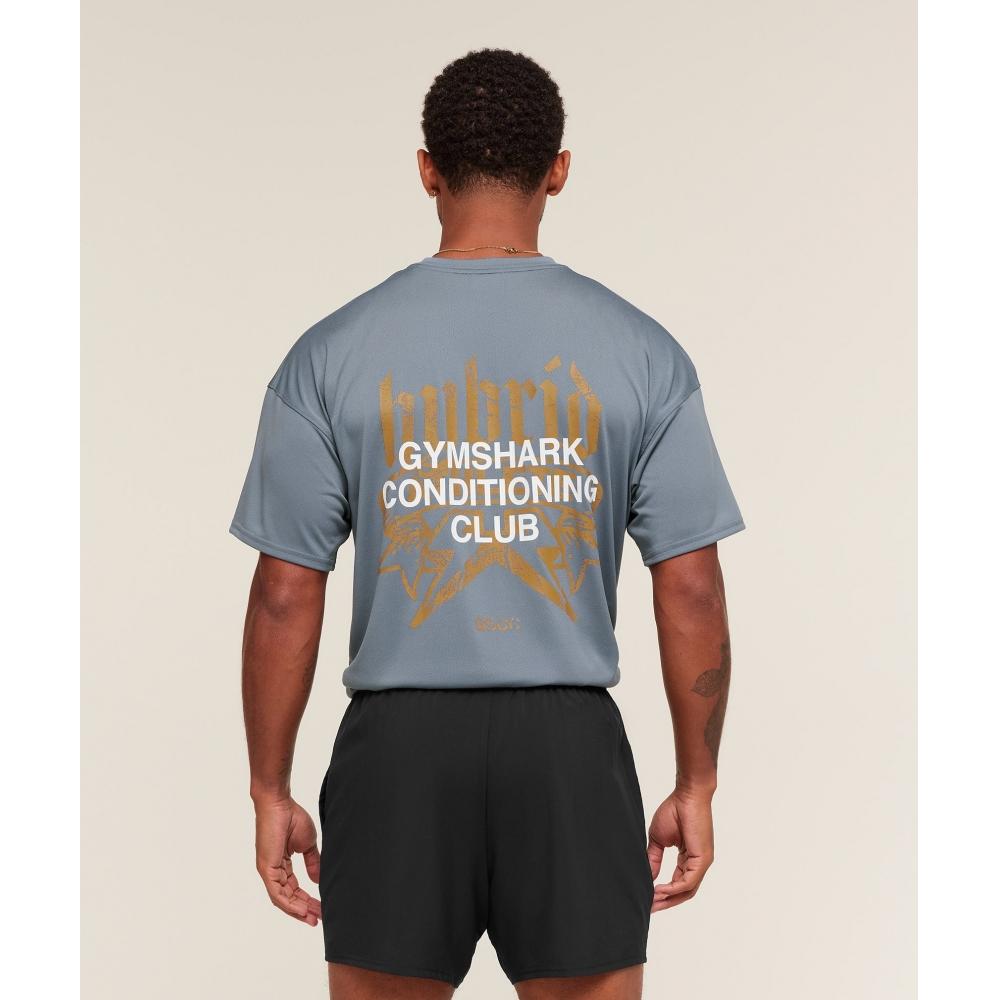 Gymshark Hybrid Graphic T shirT Iron Blue A3c4f ucTm