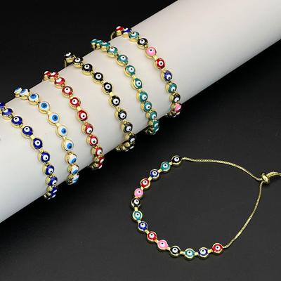 Colorful Evil Eye Adjustable Chain Bracelet - Trendy European & American Style