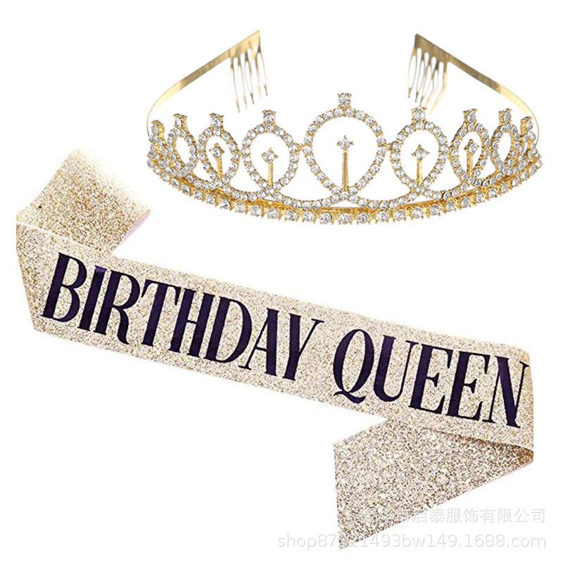 Birthday Sash and Headband Set for Party Photo Props