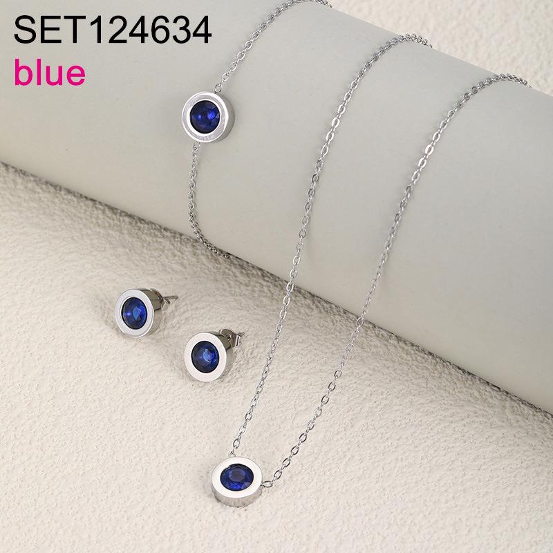 Elegant European Zirconium Titanium Jewelry Set - Necklace, Earrings & Bracelet