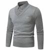 Men's Trendy Striped Two-Piece Look Pullover Sweater - Warm, Velvet-Lined Knitwear for Autumn/Winter