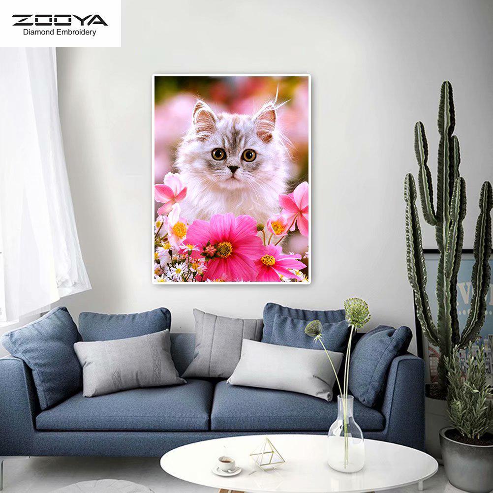 

ЗООЯ DIY 5D Полный Круглый Алмазная Картина Красивый Китти Вышивка Крестом Ремесло Стежок Домашний Декор