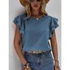 Dames Nieuw Casual Ronde Hals T-shirt Zomer Los Lotusbladmouw Korte Mouw Top