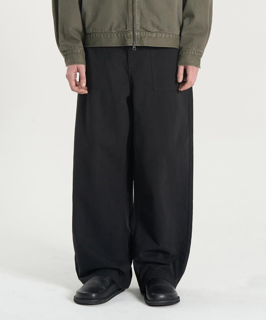 TOFFEE Fatigue Tabe Canvas Cotton Pants (Black)
