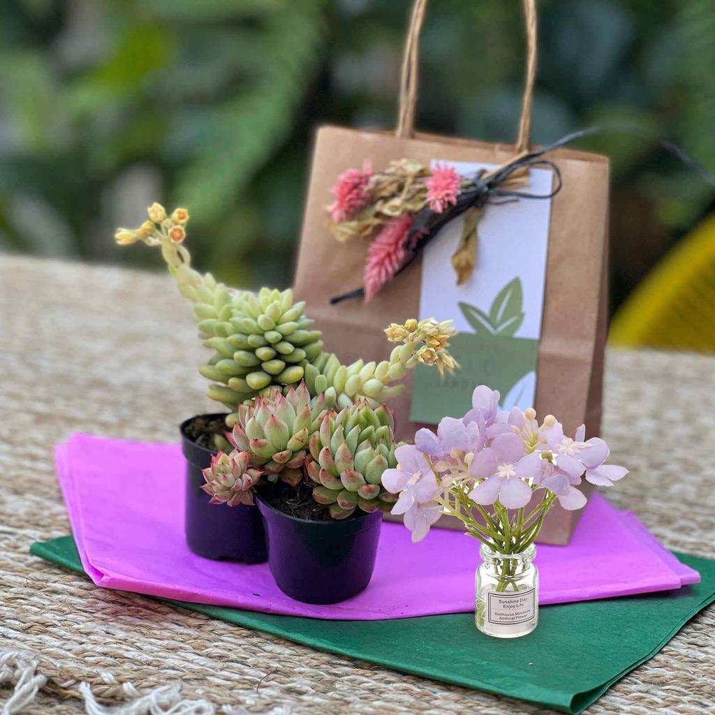 CoCud Mini Flower Dollhouse with Vase, Purple Silk Plastic Miniature Dollhouse Accessory (Compatible Scales: 1:12, 1:8, 1:6 Fairy House) - Set of 2