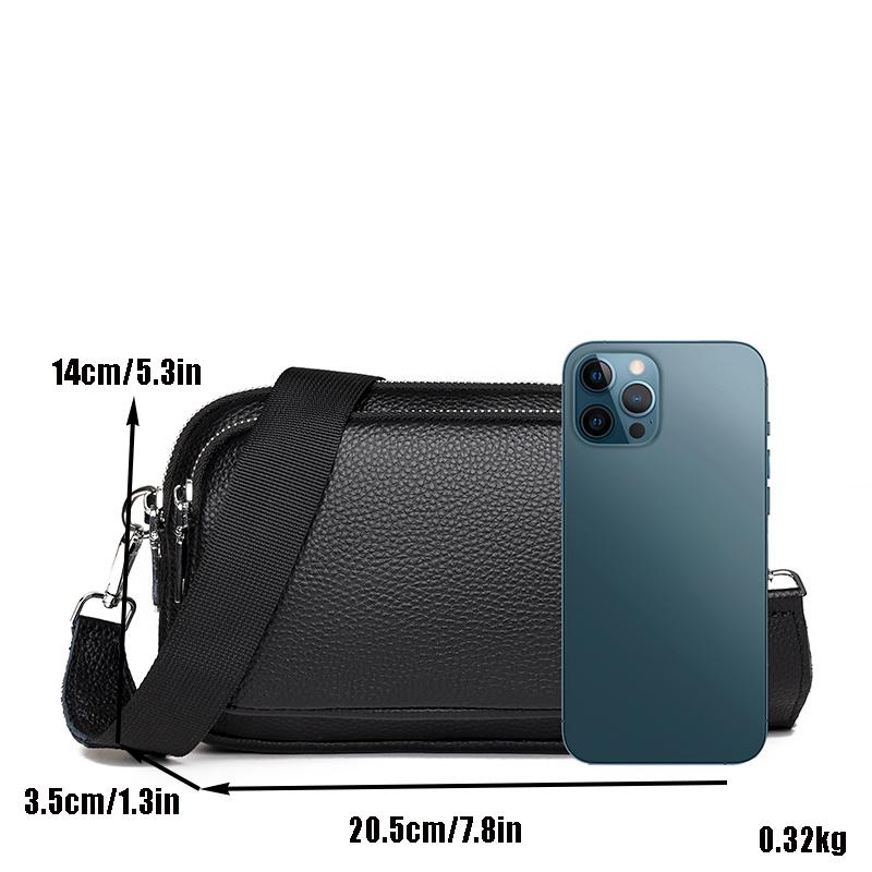 Geantă crossbody pentru femei Genți din piele de vacă de primăvară și vară Genți de umăr cu mai multe straturi cu bandă largă din piele moale