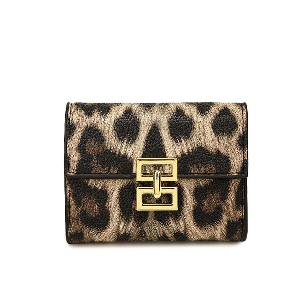 Texture Short Square Purse Portable PU Card Bag Versatile Leopard Print Wallet  Shopping