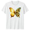 Geteilte Schmetterlings-Sonnenblumen-Natur-Tier Unisex Grafik-T-Shirt