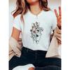 Women'S 100% T-Shirt with Floral Peace Sign - Casual Crew Neck, Short Sleeve, Wildflower Graphic, All-Season Comfort