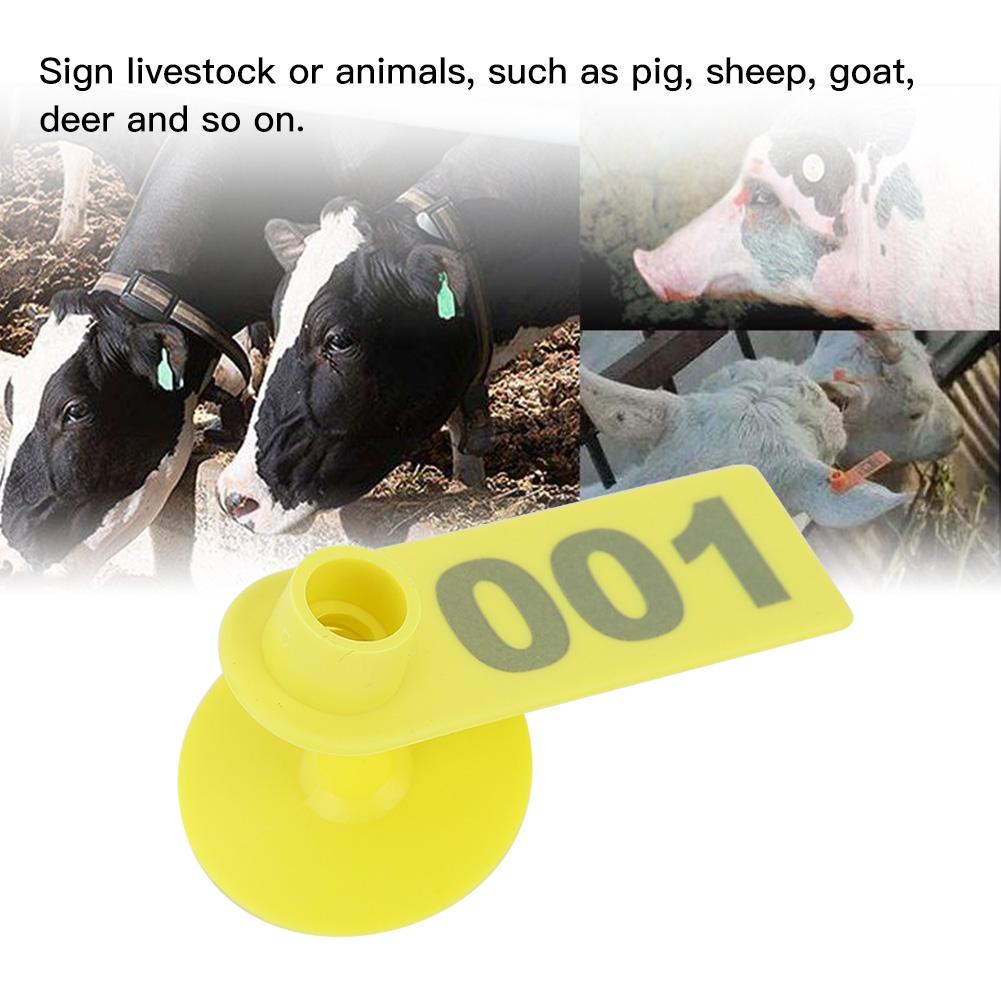 1 100 Number Plastic Livestock Ear Tag Animal Tag for Goat Sheep Pig (Yellow)